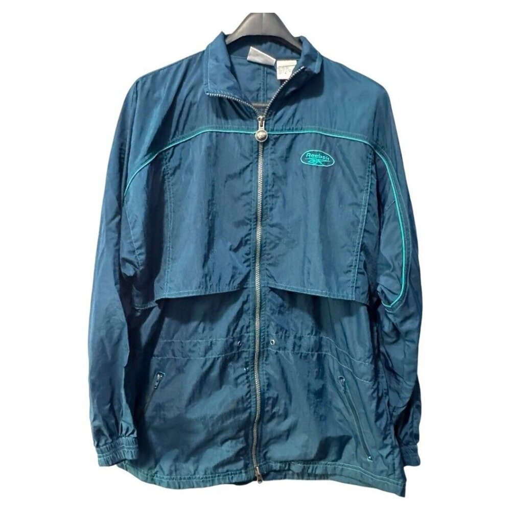 Reebok Blue/Green Windbreaker vintage 90's streetwear size small ladies